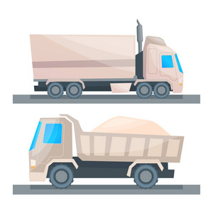 粒子的卡车。车由组成的圈点。矢量图